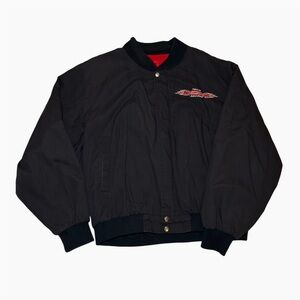 Vintage Team Simpson Racing Black Puffer Jacket – Red Lined Snap Front